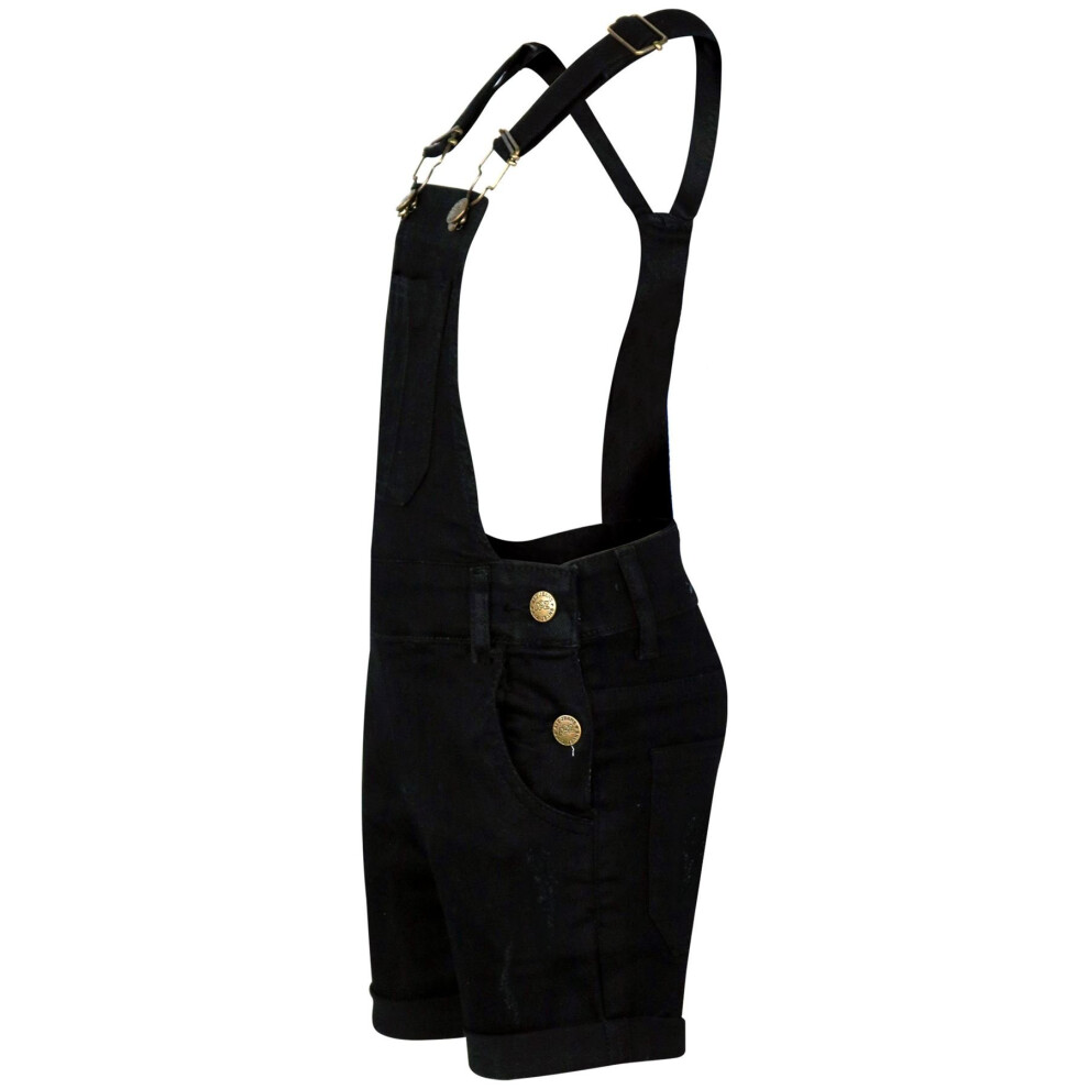 Black ripped best sale overalls shorts