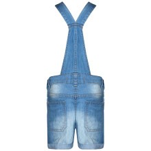 (9-10 Years) Kids Girls Dungaree Shorts Light Blue Denim Stretch Jumpsuit Playsuit 5-13 Years