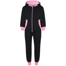 (11-12 Years) Kids Girls Fleece Contrast A2Z Onesie One Piece Baby Pink All In One Jumpsuits