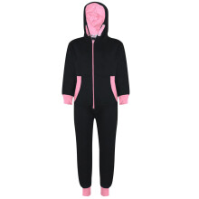 (9-10 Years) Kids Girls Fleece Contrast A2Z Onesie One Piece Baby Pink All In One Jumpsuits