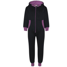 (11-12 Years) Kids Girls Fleece Contrast A2Z Onesie One Piece Lilac All In One Jumpsuit 2-13Yr