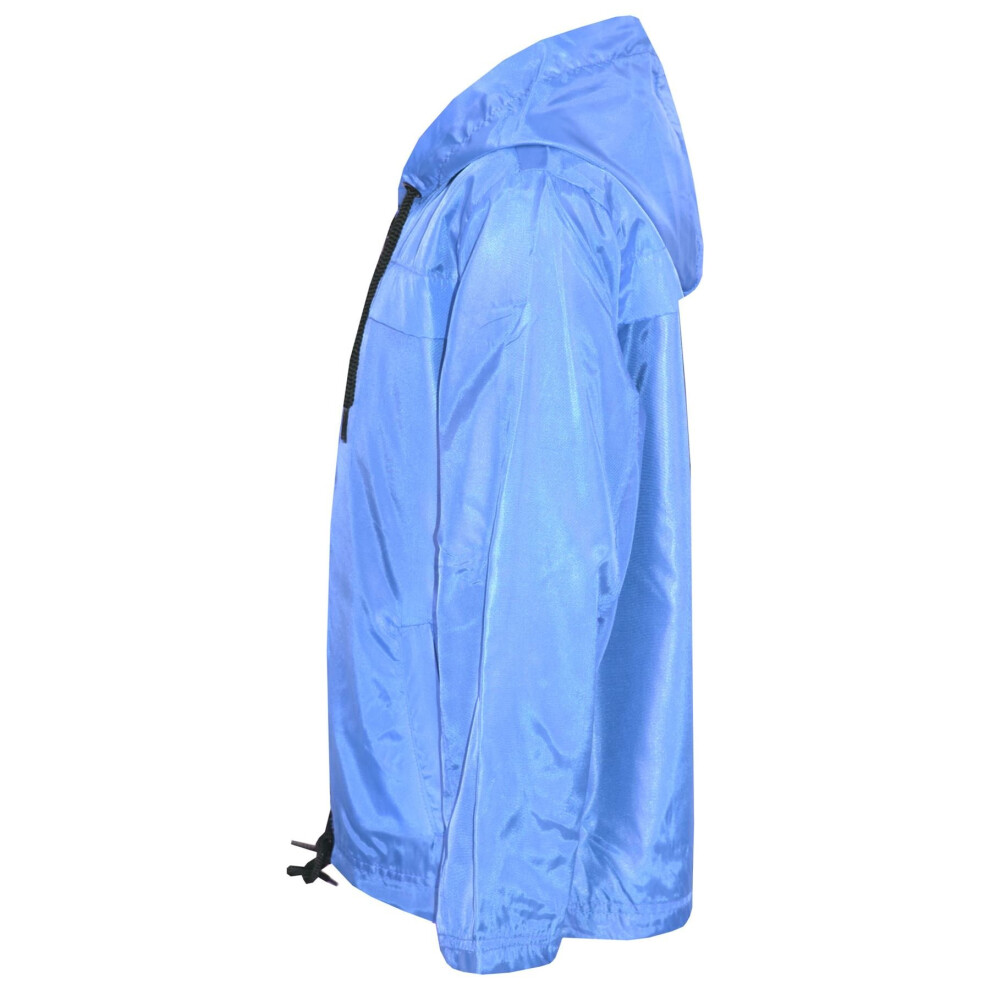 A2zkids (13 Years, Sky Blue) Girls Boys Raincoats Jackets Cagoule Lightweight Jacket Hooded Rain Mac 5-13 Yr
