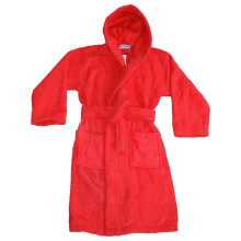 (3-4 Years, Red) Kids Girls Boys 100% Cotton Soft Terry Hooded Bathrobe Luxury Dressing Gown 3-13