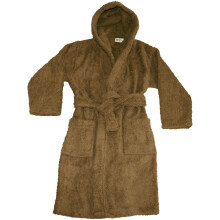 (5-6 Years, Brown) Kids Girls Boys 100% Cotton Soft Terry Hooded Bathrobe Luxury Dressing Gown 5-13