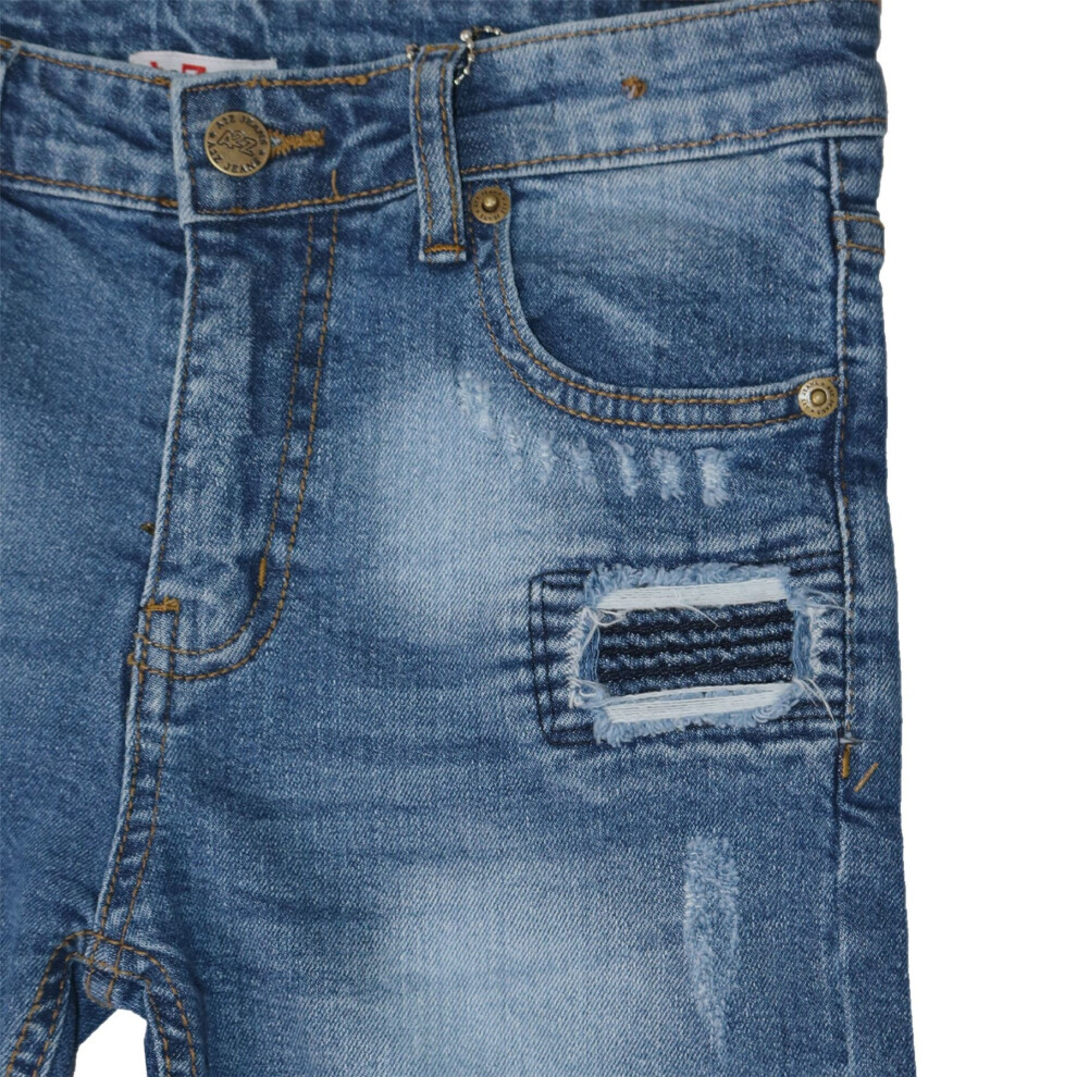 (11-12 Years, Blue) Kids Boys Shorts Denim Ripped Chino Bermuda Jeans Short Knee Length Age 5-13 Yr