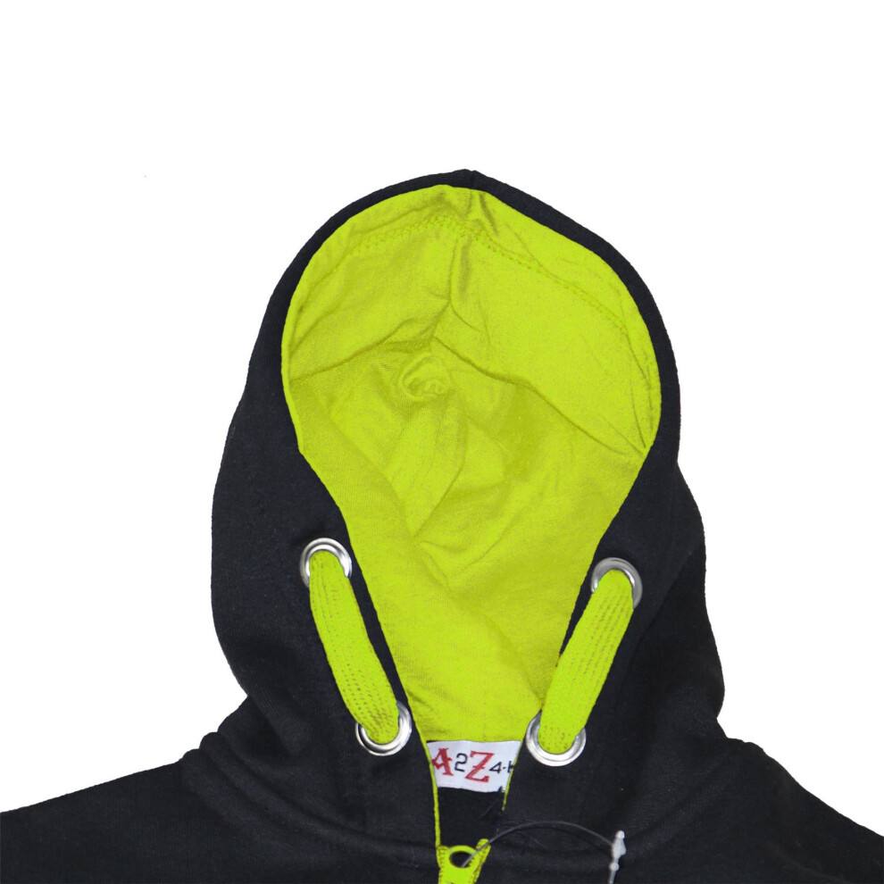 (11-12 Years) Kids Girls Boys Fleece Contrast A2Z Onesie One Piece Green All In One Jumpsuits