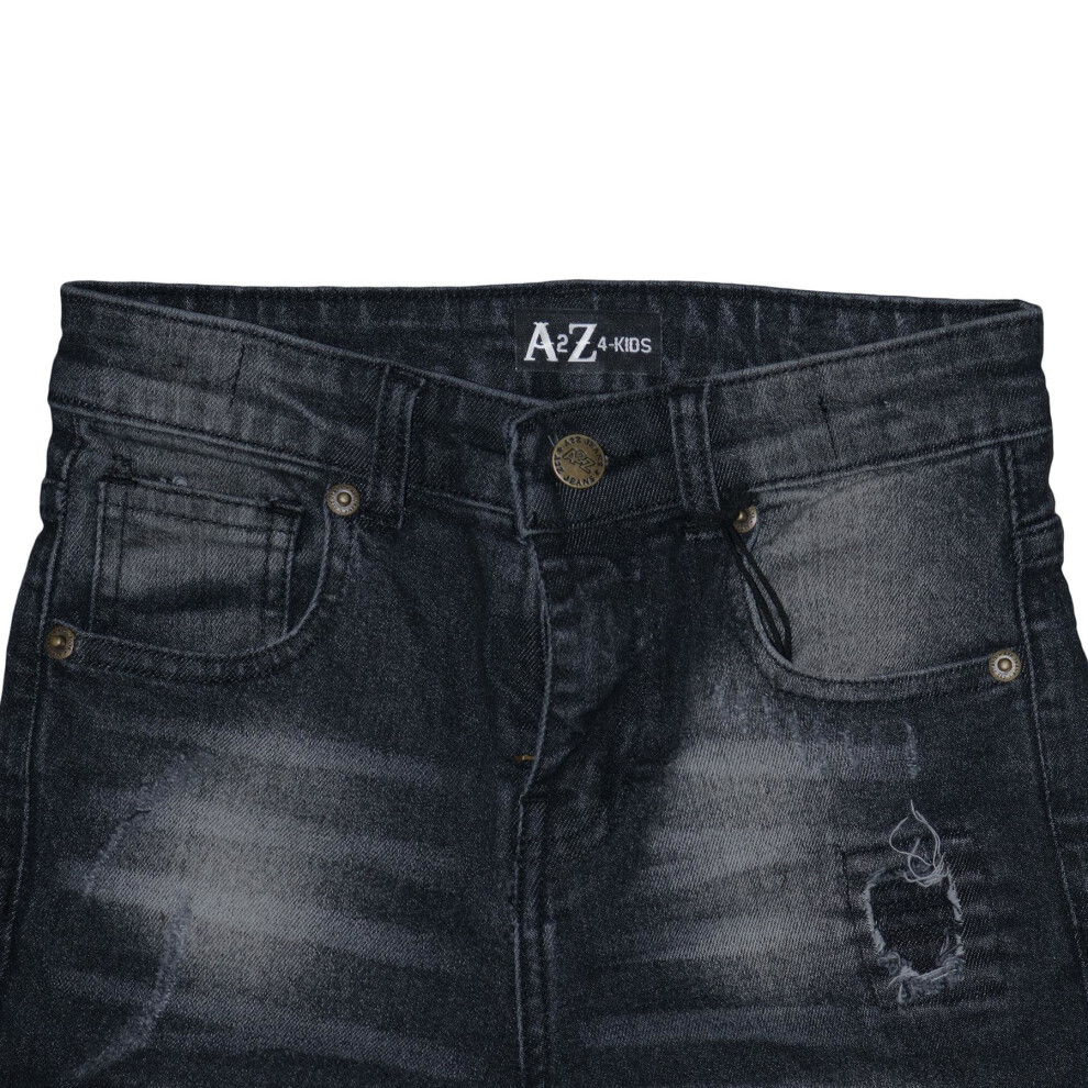 (13 Years, Black) Kids Boys Shorts Denim Ripped Chino Bermuda Jeans Short Knee Length Age 5-13 Yr