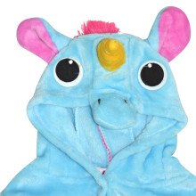 (13 Years) Girls Boys Bathrobe 3D Animal Unicorn Blue Dressing Gown Fleece Night Loungewear