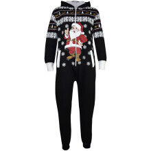 (13 Years, Black) New Kids Girls Boys Novelty Christmas Santa Reindeer Onesie All In One Jumpsuit