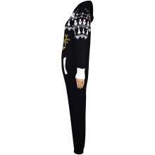 (11-12 Years, Reindeer Black) New Kids Girls Boys Novelty Christmas Santa Reindeer Onesie All In One Jumpsuit