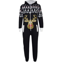 (5-6 Years, Reindeer Black) New Kids Girls Boys Novelty Christmas Santa Reindeer Onesie All In One Jumpsuit