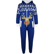 (9-10 Years, Reindeer Royal Blue) New Kids Girls Boys Novelty Christmas Santa Reindeer Onesie All In One Jumpsuit