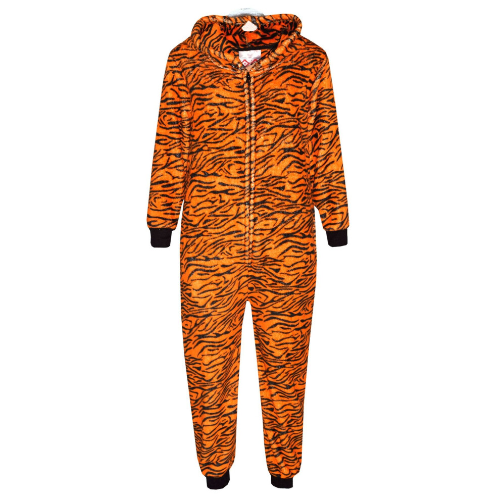 (9-10 Years) Kids Girls Boys A2Z Onesie One Piece Soft Fluffy Tiger Halloween Costume 7-14 Yr