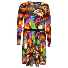 (7-8 Years, Skater Dress) Kids Girls Wow Bang Boom Skater Dress Hooded Crop Top T Shirt Legging 7-13 Years