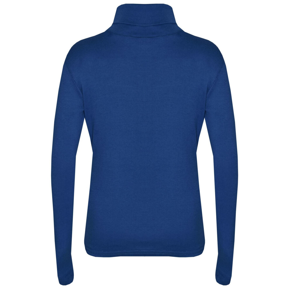 (9-10 Years, Royal Blue) Kids Girls Polo Neck T Shirt Thick Cotton Turtleneck Jumper Long Sleeve Top 2-13