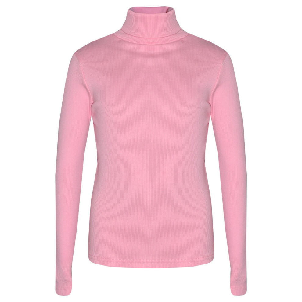 (2-3 Years, Baby Pink) Kids Girls Polo Neck T Shirt Thick Cotton Turtleneck Jumper Long Sleeve Top 2-13