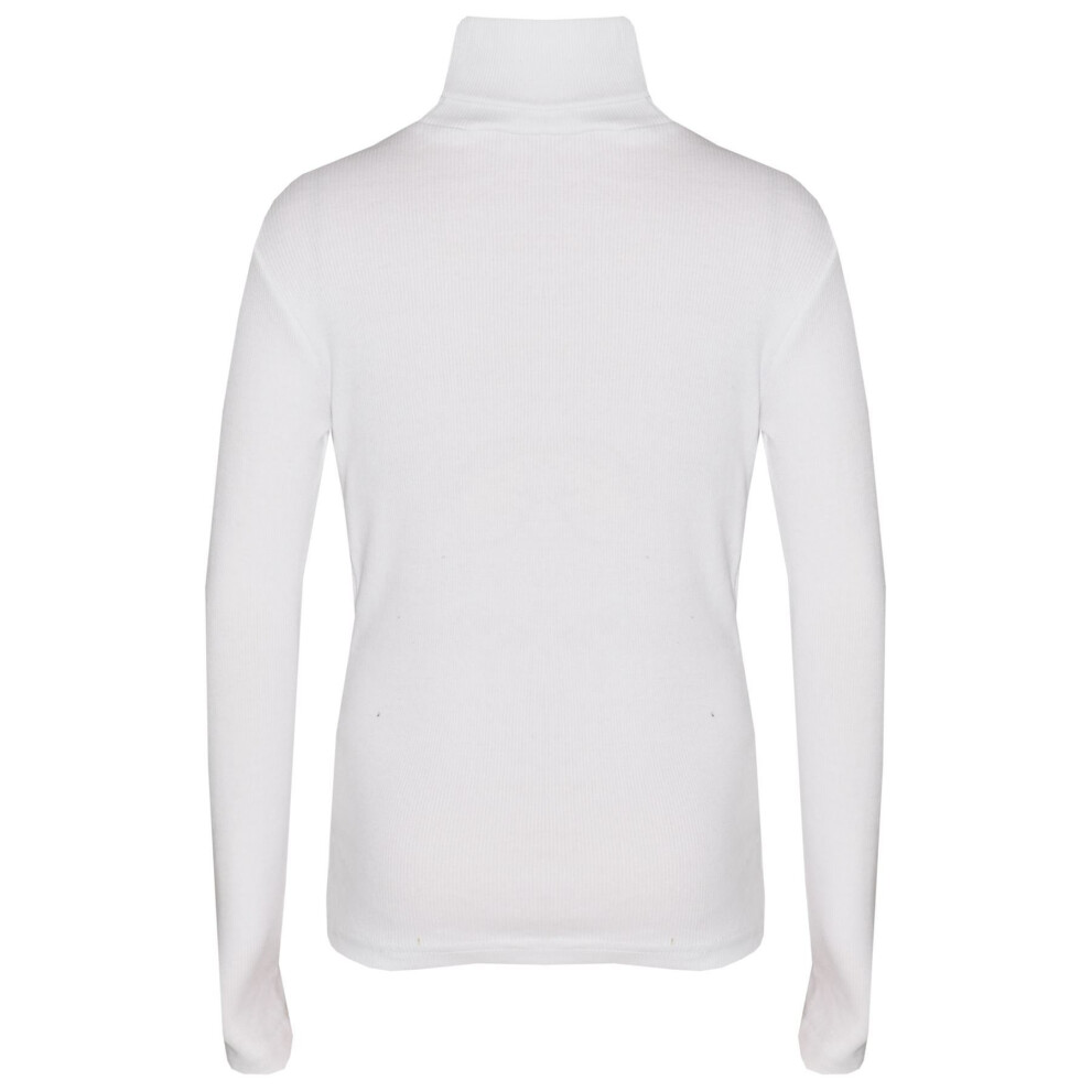 (7-8 Years, White) Kids Girls Polo Neck T Shirt Thick Cotton Turtleneck Jumper Long Sleeve Top 2-13