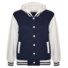 (5-6 Years, Navy) Kids Girls Boys Baseball Plain Hooded Jacket Stylish Varsity Hoodie 5-13 Years