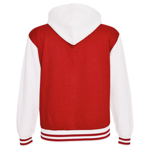 (9-10 Years, Red) Kids Girls Boys Baseball Plain Hooded Jacket Stylish Varsity Hoodie 5-13 Years