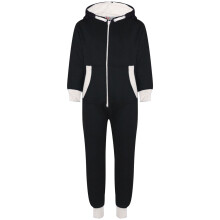 (3-4 Years, White) Kids Girls Boys Fleece Contrast A2Z Onesie One Piece All In One Jumpsuit 2-13 Yr
