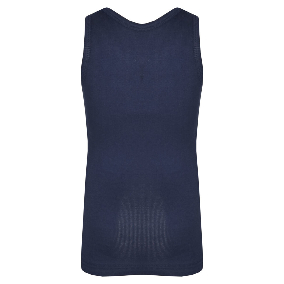 (13 Years, Navy) Kids Girls Ribbed Vest Top 100% Thick Cotton Fashion Tank Tops T Shirt 2-13 Year