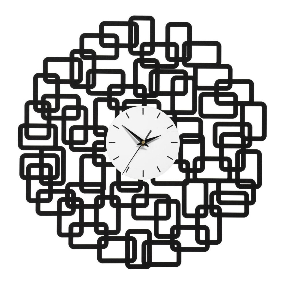 Premier Housewares Black Iron Alloy Abstract Squares Wall Clock Home Decor 40cm