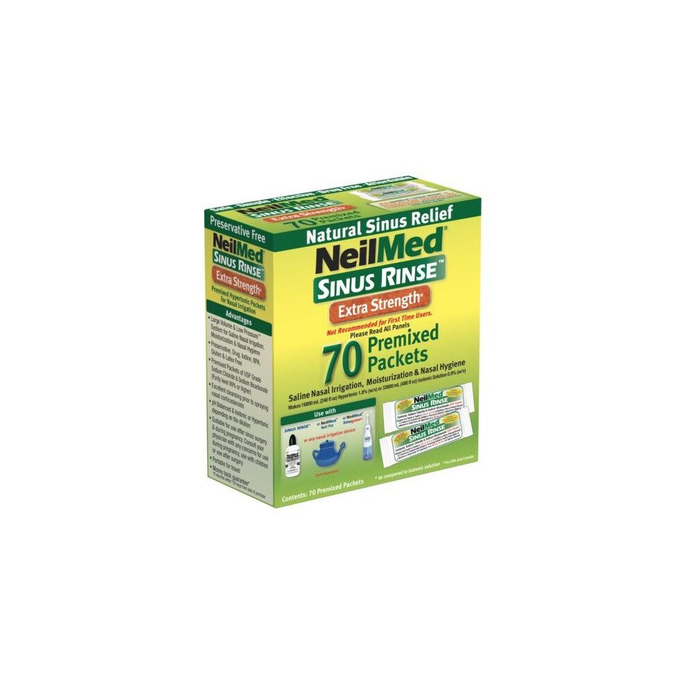 Neilmed Sinus Rinse Premixed Sachets Hypertonic Nasal Irrigation 70 Sachets