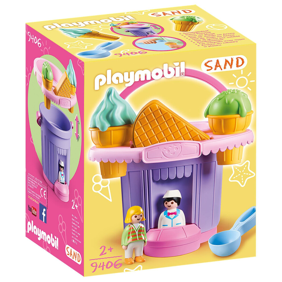 Playmobil 9406 Sand Ice Cream Shop Sand Bucket with Sieve and Waffle Molds