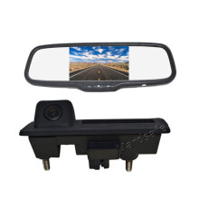 Vardsafe Reverse Backup Camera + 5inch Clip-on Rear View Mirror Monitor for Volkswagen Passat Tiguan Golf Touran Sharan