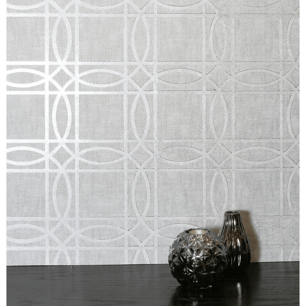 Arthouse Geometric Trellis Metallic Geo Square Foil Non-Woven Flat Surface Wallpaper 903203