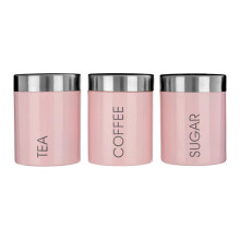 Premier Housewares Liberty Pastel Pink Tea Coffee Sugar Canisters