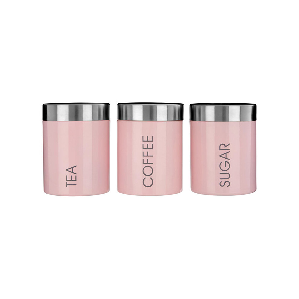Premier Housewares Liberty Pastel Pink Tea Coffee Sugar Canisters