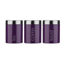 Premier Housewares Tea, Coffee & Sugar Canister Set, Purple