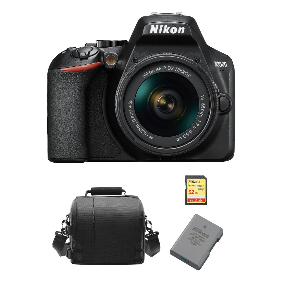 Nikon D3500 Kit Af-P 18-55Mm F3.5-5.6G Vr+32Gb Sd Card+Bag+En-El14A