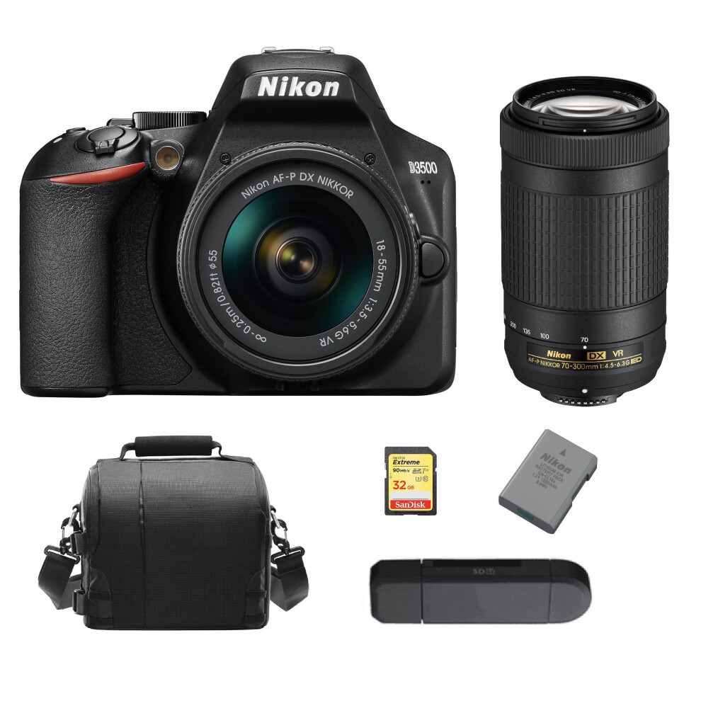 NIKON D3500 KIT 18-55mmVR+70-300mmVR+32G card+Bag+EN-EL14A+Card Reader