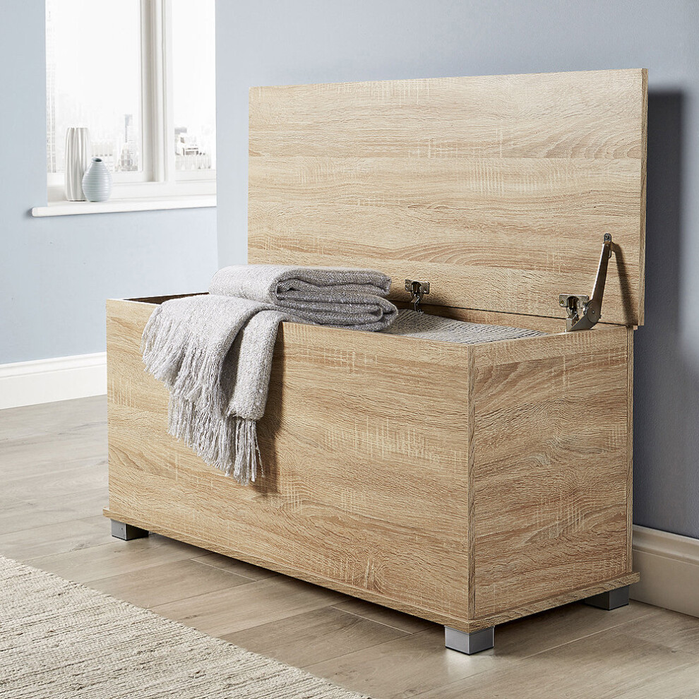 Home Source Malmo Ottoman Storage Chest Toy & Blanket Box - Sonoma Oak