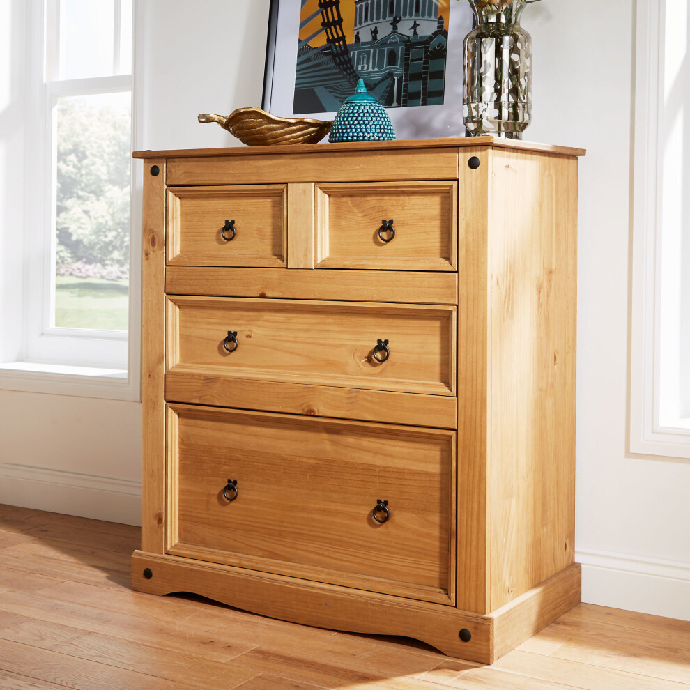Chest of Drawers 2+2 Drawers Solid Pine Furniture Corona