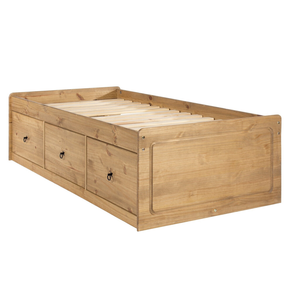 Corona Pine Cabin Bed Single 3ft Solid Wood Childrens 3 Drawer Storage Bed Waxed
