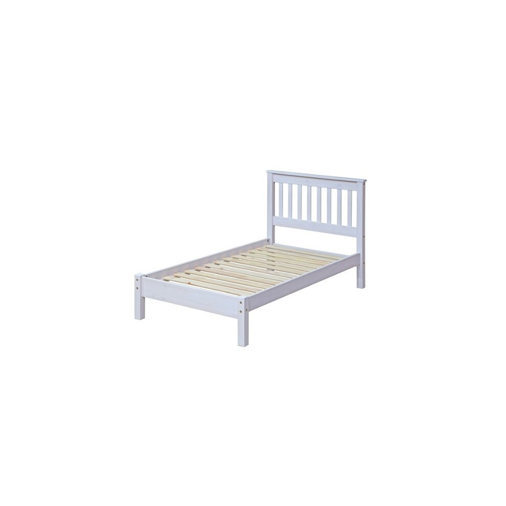 White Corona Pine Single Bed 3ft Solid Wood Low Foot End Bedframe Slatted Base