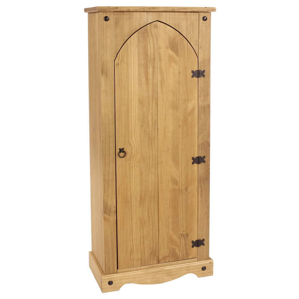 Storage Cupboard Solid Pine 1Door Wooden Mexican Vestry Cabinet Shelving