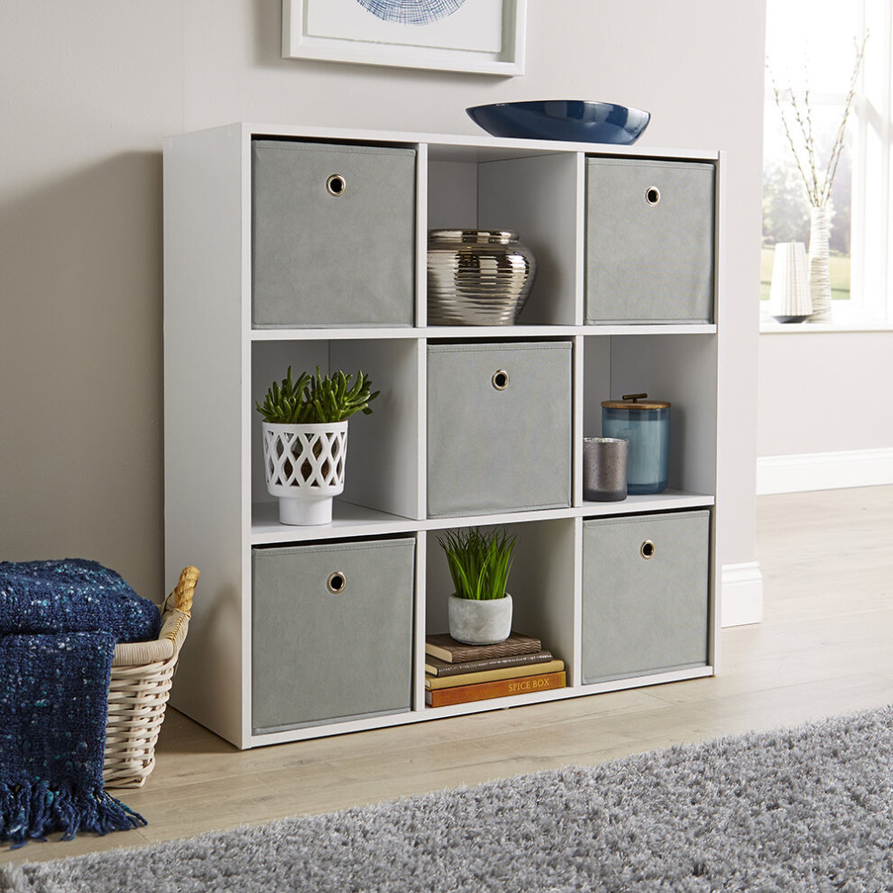 Storage Cube 9 Shelf Bookcase Wooden Display Unit Organiser White