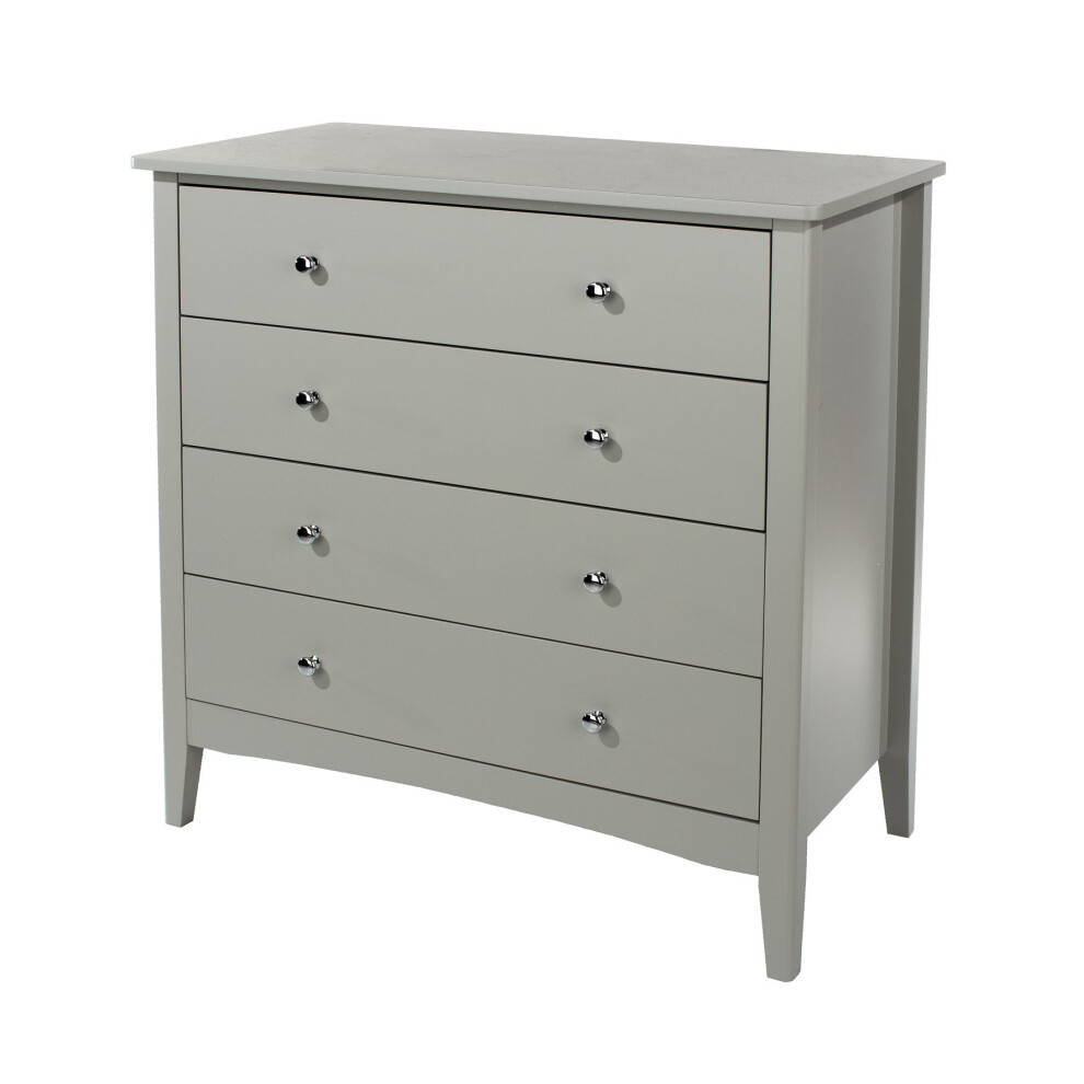 Chest of Drawers 4 Drawer Bedroom Storage Metal Handles Runners Grey