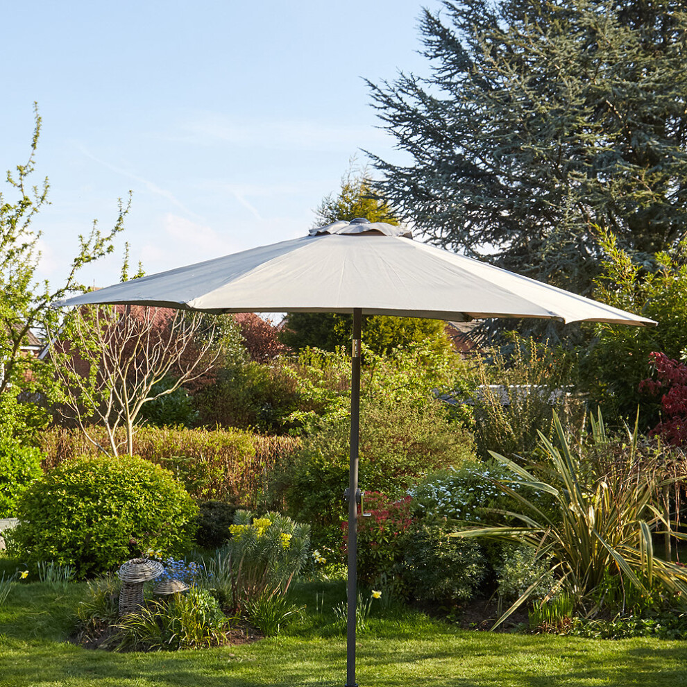 Garden Parasol 2.7 Metre Patio Shade Rust Proof Aluminium Pole Crank Tilt Grey
