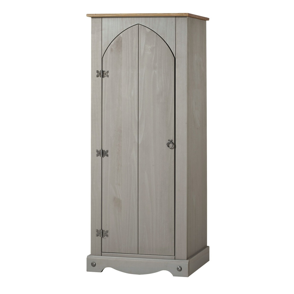 Corona Grey Storage Cupboard Solid Pine 1 Door Wooden Mexican Cabinet Shelving