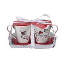 Wrendale Christmas Mug and Tray Set, One Snowy Day