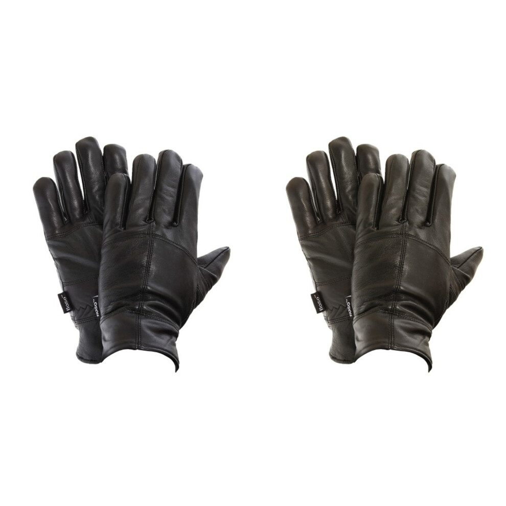 (M/L, Black) FLOSO Mens Thinsulate Lined Genuine Leather Gloves (3M 40g)