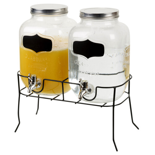 4L Twin Glass Drink Dispenser | Double Glass Drink Dispenser With Stand ...