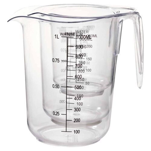 URBN-CHEF 3 Sizes Measuring Jug Clear Plastic Baking Kitchen Set Flour Sugar 2