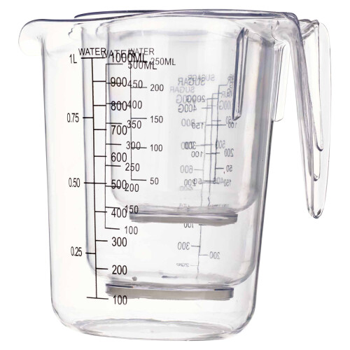 URBN-CHEF 3 Sizes Measuring Jug Clear Plastic Baking Kitchen Set Flour Sugar 1