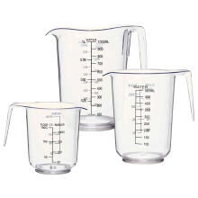 3 Sizes Measuring Jug Clear Plastic Baking Kitchen Set Flour Sugar